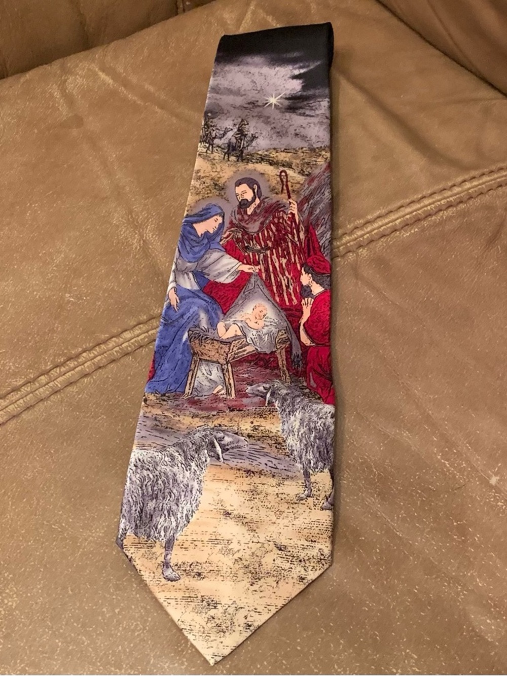 Holidays 100% Silk Christmas Nativity Necktie Black Multicolor Tie Church Easter